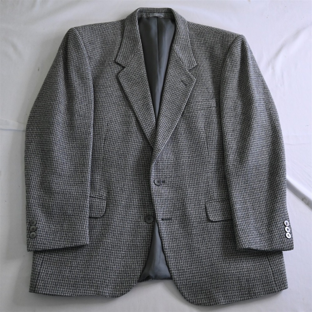 Vtg Mens 44R Gray Blanketweave Tweed Thick Blazer Sport‎ Coat SuitJacket
